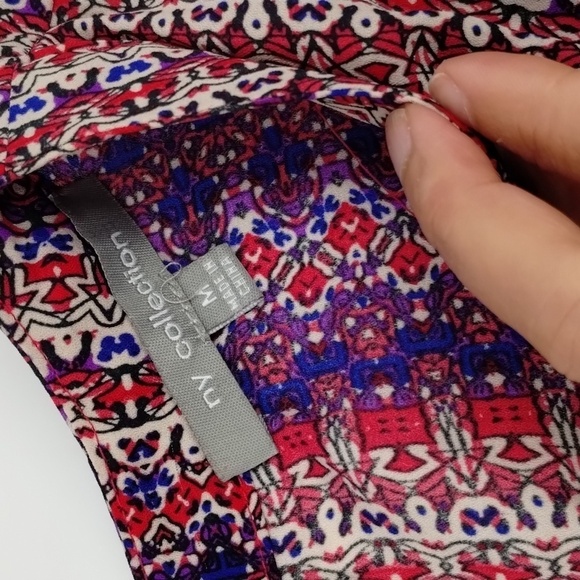NY Collection women's size medium triangle button open in back purple red top - Picture 9 of 10